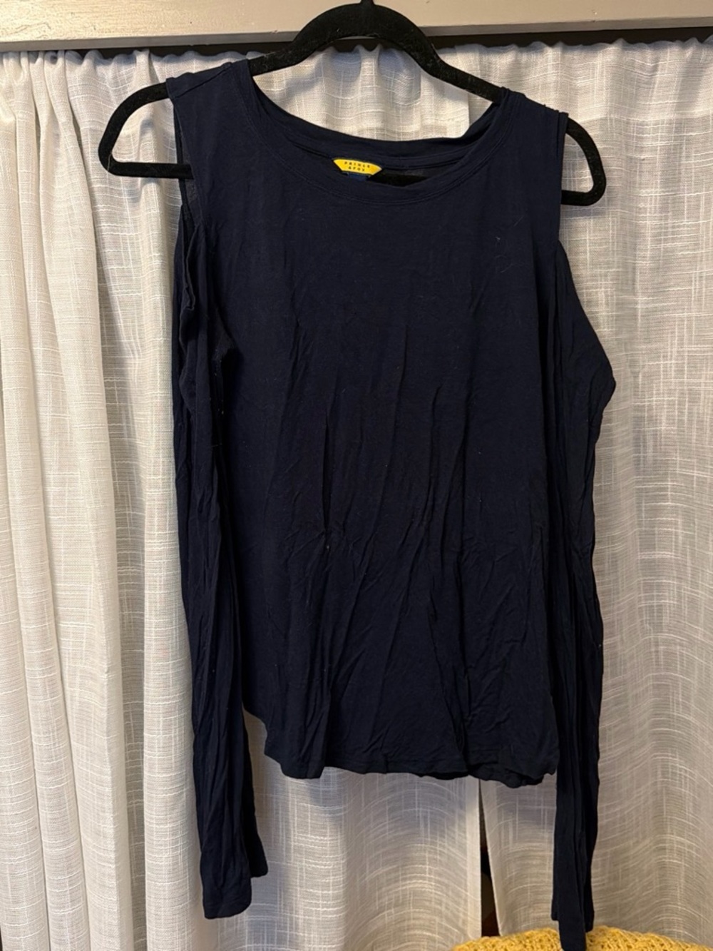 Prince & Fox Navy Cold-Shoulder Long-Sleeve Top